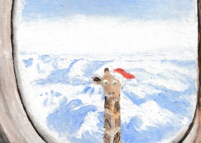 "Christmas wonder on a plane" oil 2019 / 27x22 cm