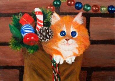 "Christmas cat" oil 2007 / 33x24 cm / Donated