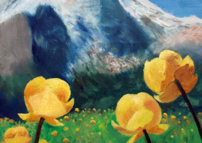 "Globeflowers mountains" 2015 Oil / 33x41 cm