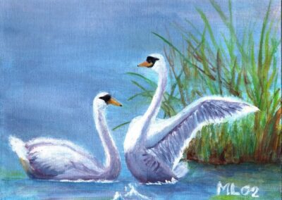 "Swans" oil 2002 / 27x22 cm