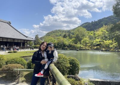 Aunt Anna together with Lucas against the backdrop of beautiful nature.v