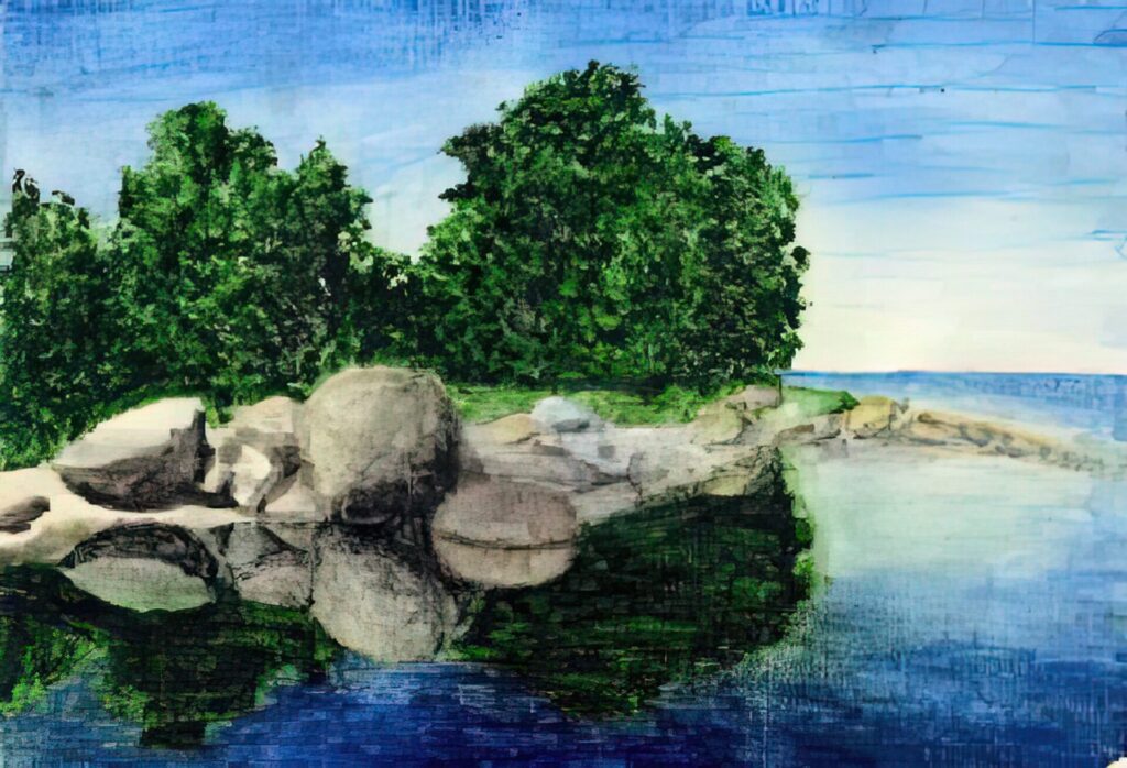 &quot;Kivine rand&quot; akvarell 1991 27x21 cm
