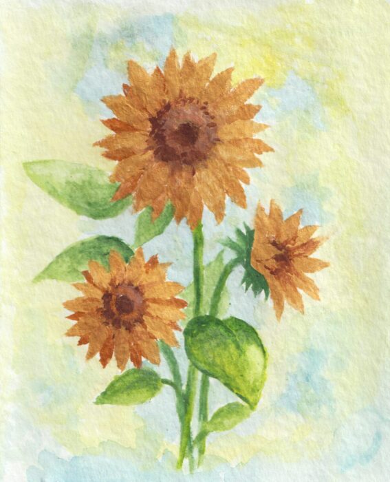 &quot;Golden sunflowers&quot; aquarelle 2025 23x19cm