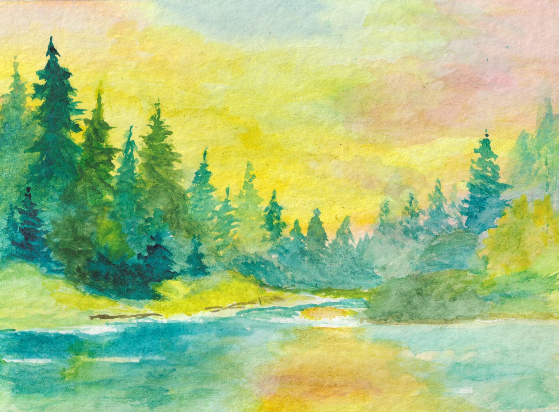 "Sunrise in the forest" aquarelle 2025 19,5x26cm